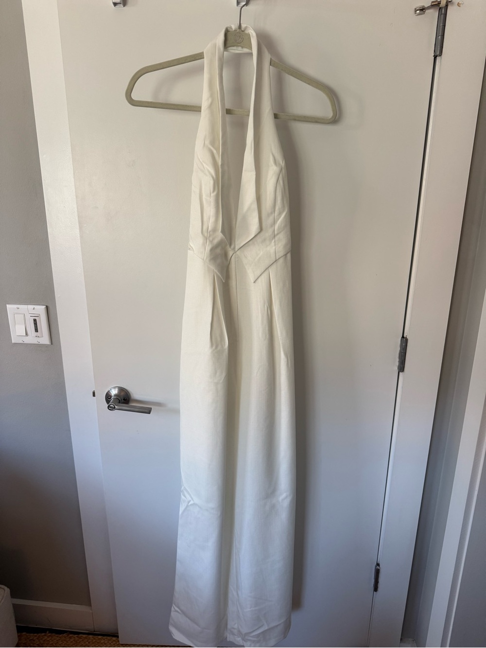 12th Tribe White Strapless Halter Jumpsuit